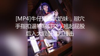 [MP4]牛仔短裤大奶妹，掰穴手指扣逼特写口交，翘起屁股后入大屁股猛烈撞击